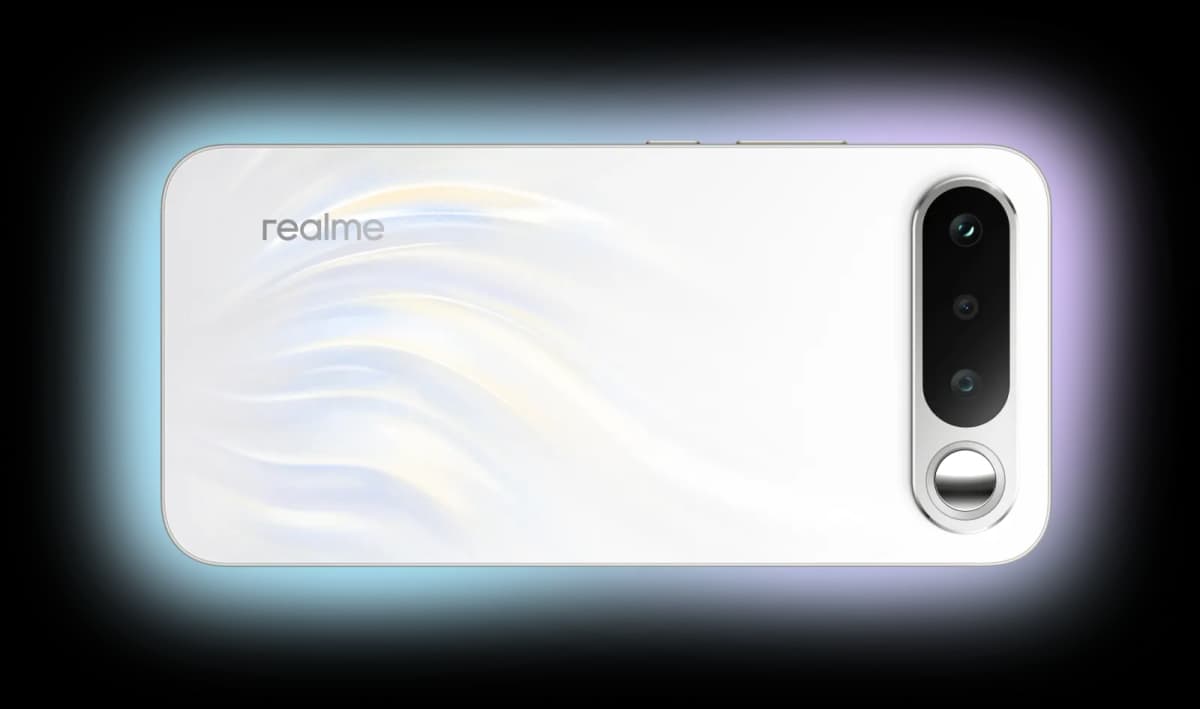 realme 16 5G en color blanco, vista trasera
