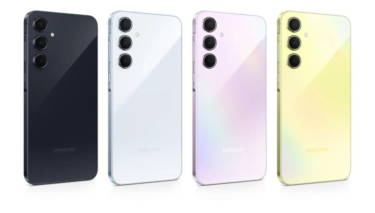 Samsung Galaxy A55 5G en sus cuatro colores, vistos por detrás