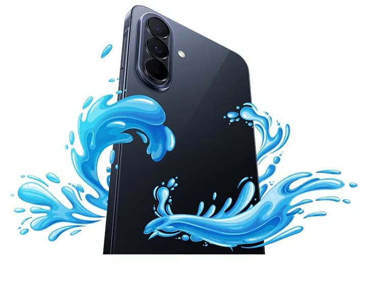 Samsung Galaxy A57 5G con salpicaduras de agua