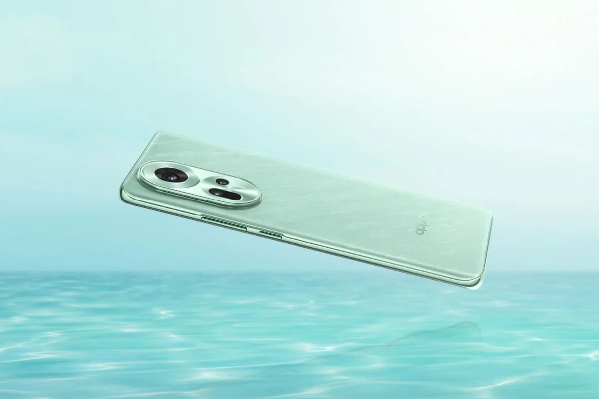 OPPO Reno11 5G verde flotando sobre el mar