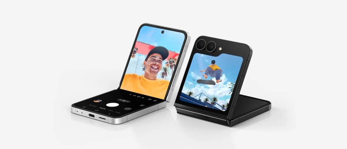 Samsung Galaxy Z Flip7 FE en blanco y en negro