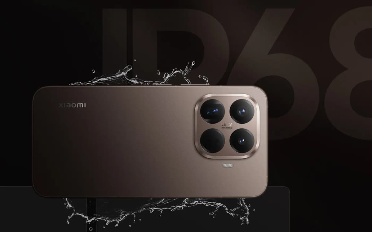 Xiaomi 15T Pro con salpicaduras de agua, resistencia IP68