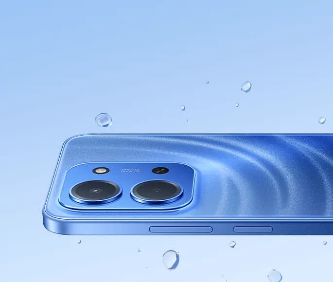 Xiaomi Redmi 15C con gotas de agua, resistencia IP64